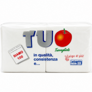 TOVAGLIOLO CARTA 25X25 BIANCO 2 VELI - 100 PZ