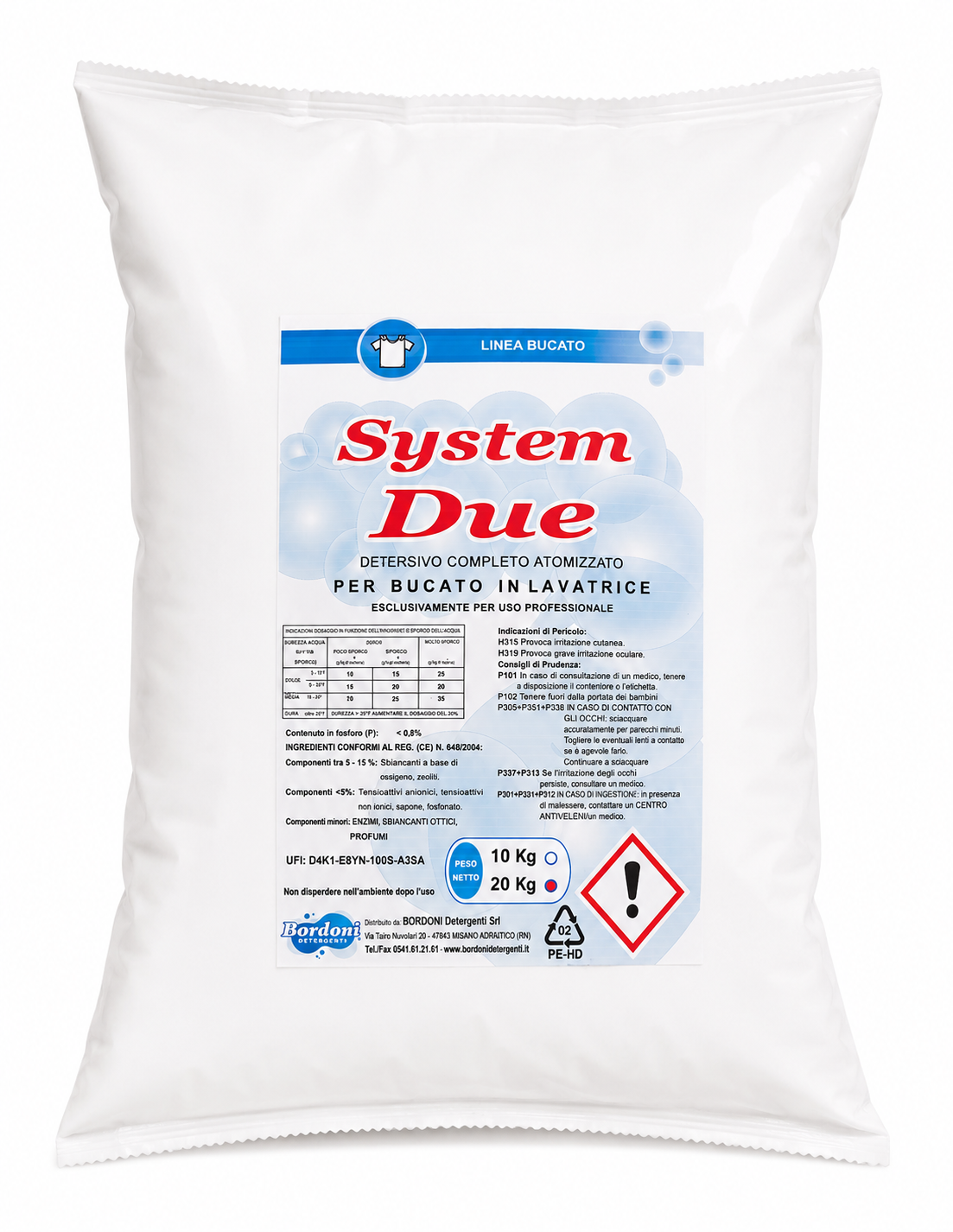 DETERSIVO IN POLVERE SYSTEM DUE 20Kg