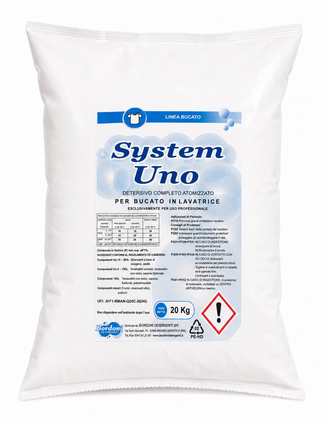 DETERSIVO IN POLVERE SYSTEM UNO 20Kg