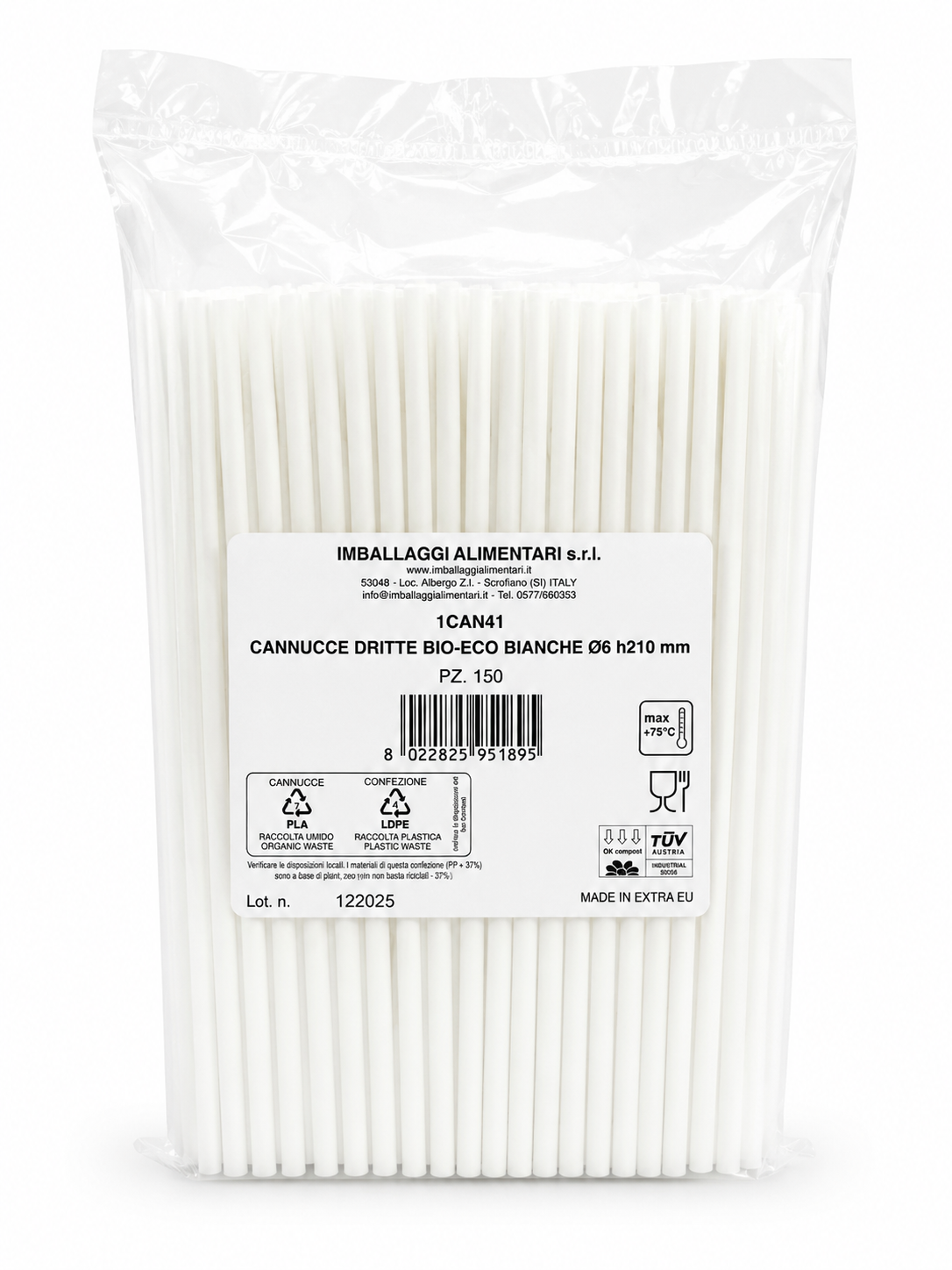 CANNUCCE BIO/ECO BIANCHE dm6 210mm - 150 PZ