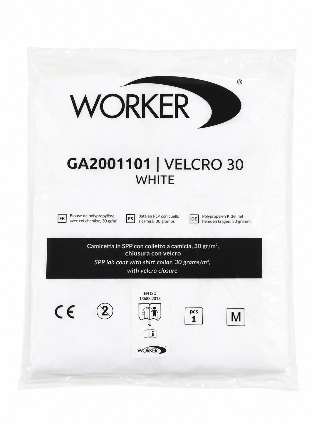 CAMICE MONOUSO PLP BIANCO VELCRO 30 - 1 PZ - immagine 2